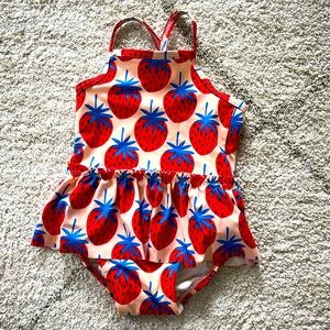 Hanna Andersson strawberry print skirted swimsuit